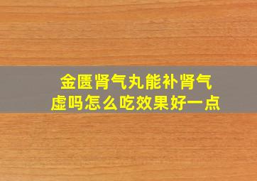 金匮肾气丸能补肾气虚吗怎么吃效果好一点