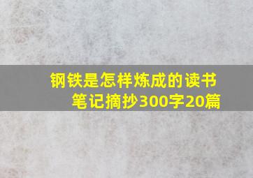 钢铁是怎样炼成的读书笔记摘抄300字20篇