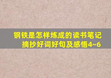 钢铁是怎样炼成的读书笔记摘抄好词好句及感悟4~6