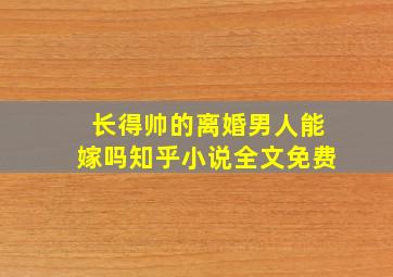 长得帅的离婚男人能嫁吗知乎小说全文免费