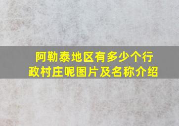 阿勒泰地区有多少个行政村庄呢图片及名称介绍