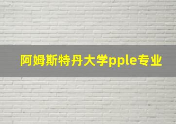 阿姆斯特丹大学pple专业