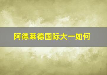 阿德莱德国际大一如何