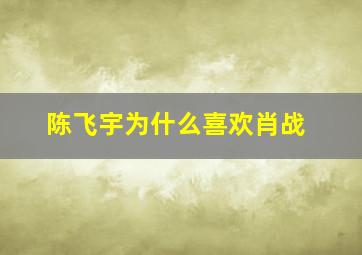 陈飞宇为什么喜欢肖战