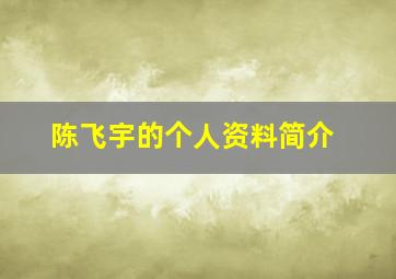 陈飞宇的个人资料简介