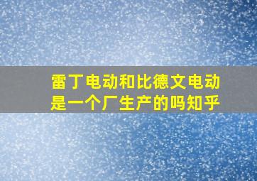 雷丁电动和比德文电动是一个厂生产的吗知乎