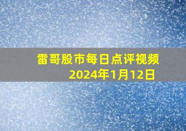 雷哥股市每日点评视频2024年1月12日