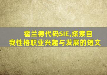 霍兰德代码SIE,探索自我性格职业兴趣与发展的短文