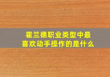 霍兰德职业类型中最喜欢动手操作的是什么