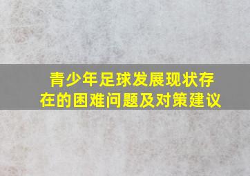 青少年足球发展现状存在的困难问题及对策建议