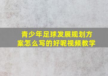 青少年足球发展规划方案怎么写的好呢视频教学