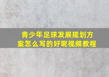 青少年足球发展规划方案怎么写的好呢视频教程