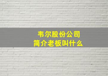 韦尔股份公司简介老板叫什么