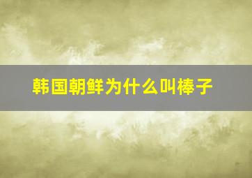 韩国朝鲜为什么叫棒子