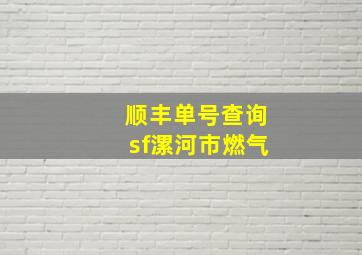 顺丰单号查询sf漯河市燃气