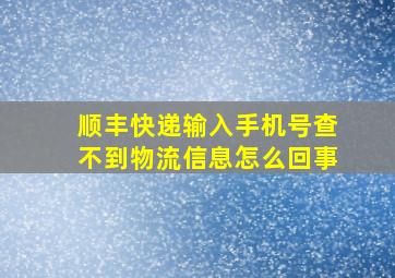 顺丰快递输入手机号查不到物流信息怎么回事