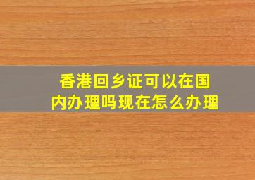 香港回乡证可以在国内办理吗现在怎么办理