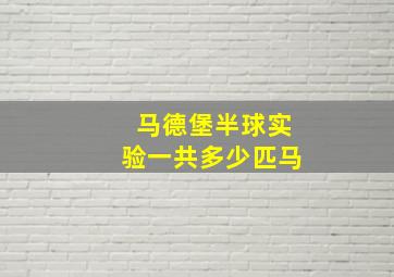 马德堡半球实验一共多少匹马