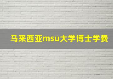 马来西亚msu大学博士学费