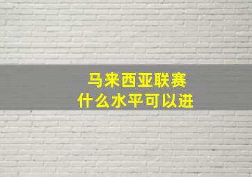 马来西亚联赛什么水平可以进