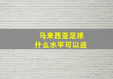 马来西亚足球什么水平可以进