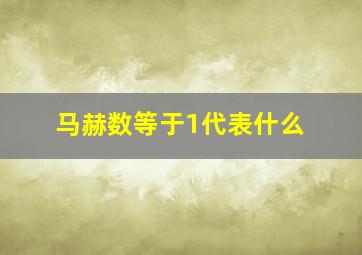 马赫数等于1代表什么