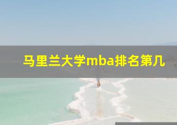 马里兰大学mba排名第几