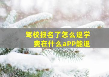 驾校报名了怎么退学费在什么aPP能退