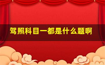 驾照科目一都是什么题啊