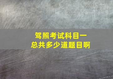 驾照考试科目一总共多少道题目啊