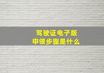 驾驶证电子版申领步骤是什么