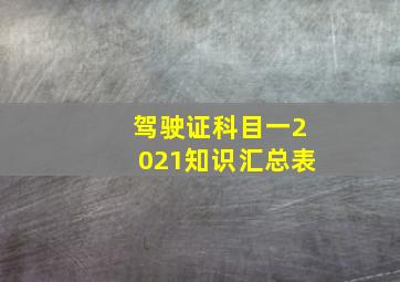 驾驶证科目一2021知识汇总表