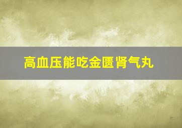 高血压能吃金匮肾气丸