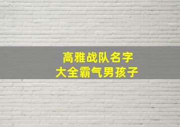 高雅战队名字大全霸气男孩子