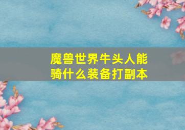 魔兽世界牛头人能骑什么装备打副本