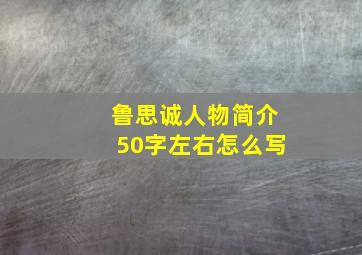 鲁思诚人物简介50字左右怎么写