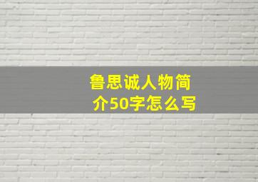 鲁思诚人物简介50字怎么写