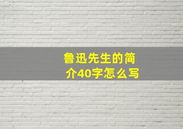 鲁迅先生的简介40字怎么写