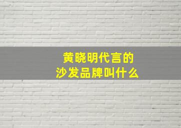 黄晓明代言的沙发品牌叫什么