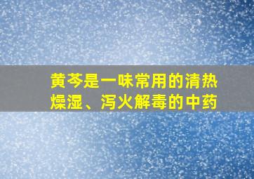 黄芩是一味常用的清热燥湿、泻火解毒的中药