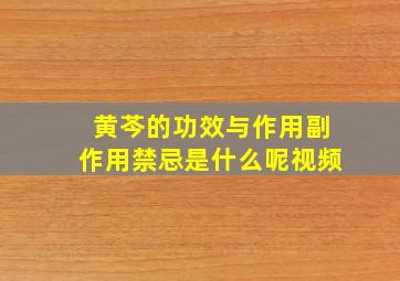 黄芩的功效与作用副作用禁忌是什么呢视频