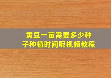 黄豆一亩需要多少种子种植时间呢视频教程