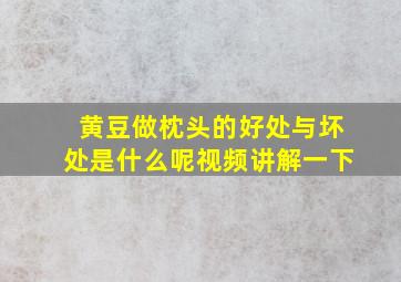 黄豆做枕头的好处与坏处是什么呢视频讲解一下