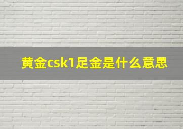 黄金csk1足金是什么意思