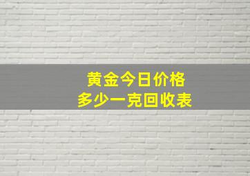 黄金今日价格多少一克回收表