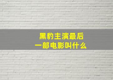 黑豹主演最后一部电影叫什么