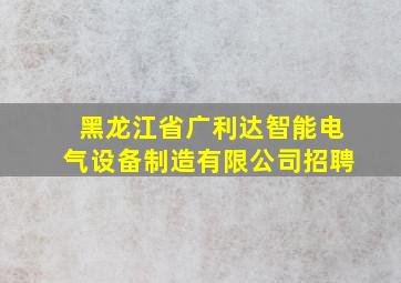 黑龙江省广利达智能电气设备制造有限公司招聘