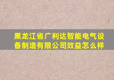 黑龙江省广利达智能电气设备制造有限公司效益怎么样