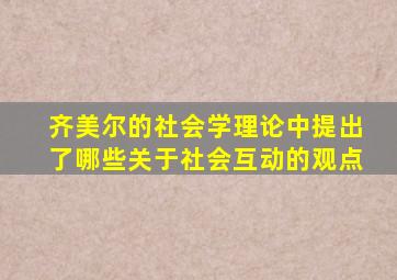 齐美尔的社会学理论中提出了哪些关于社会互动的观点